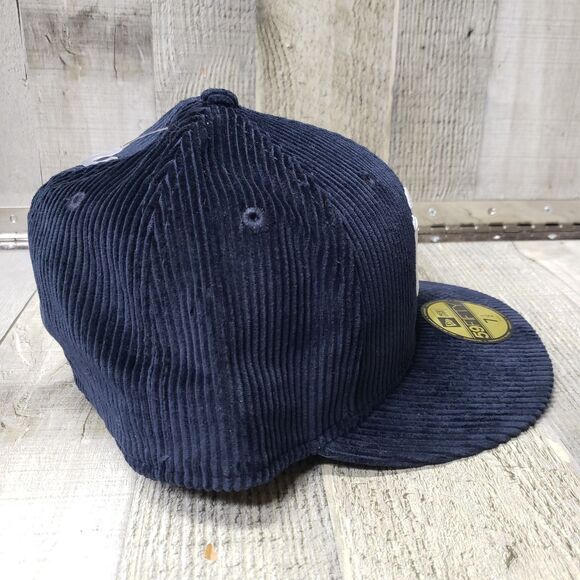 New Era COOPERSTOWN Corduroy York Yankees Hat 59Fifty 7 1/2 Fitted Cap Navy NEW - Picture 4 of 7